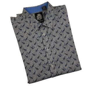 English Laundry Men’s Paisley Button Up Long Sleeve Blue-XXL